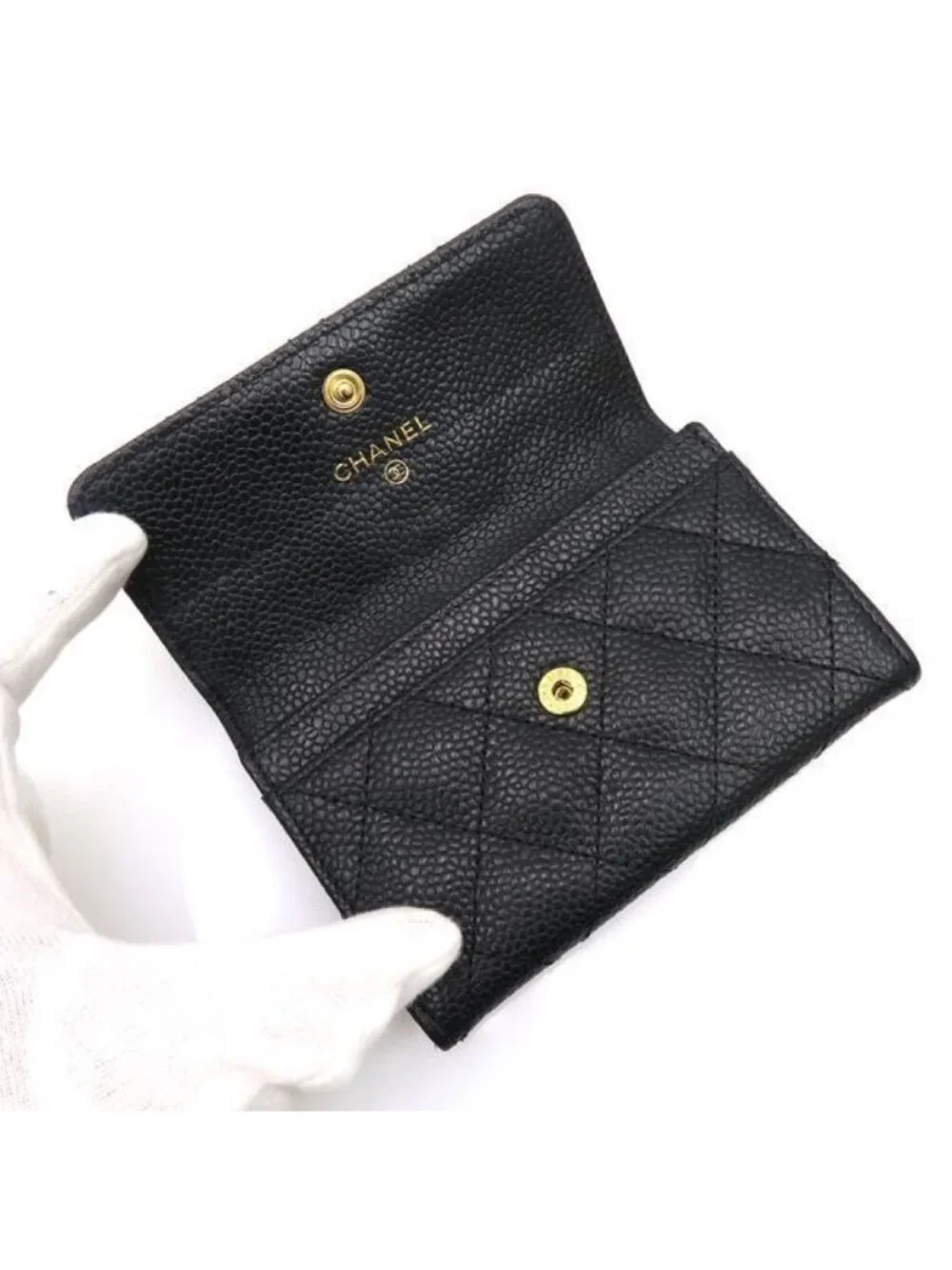 Chanel Quilted Caviar Card Case